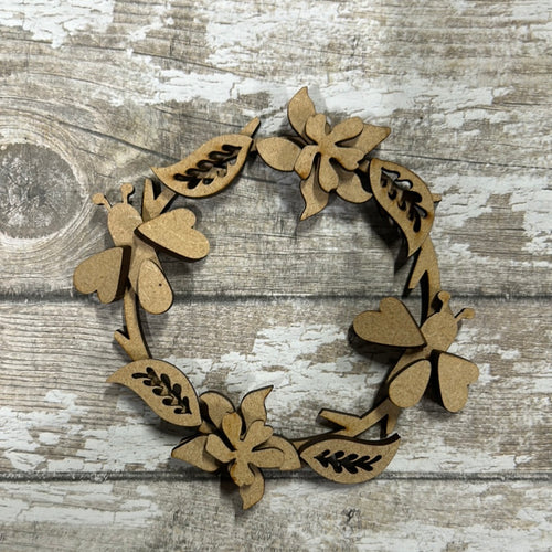 OL4464 Luna Firefly Mini Wreath - Olifantjie - Wooden - MDF - Lasercut - Blank - Craft - Kit - Mixed Media - UK