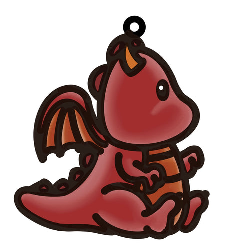OL4595 - MDF Doodle Cute Animal Hanging - Dragon 5 - Olifantjie - Wooden - MDF - Lasercut - Blank - Craft - Kit - Mixed Media - UK