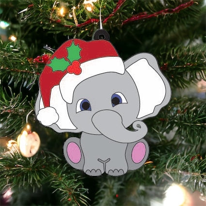 OL3757 - MDF  - Cute Santa Elephant - Olifantjie - Wooden - MDF - Lasercut - Blank - Craft - Kit - Mixed Media - UK