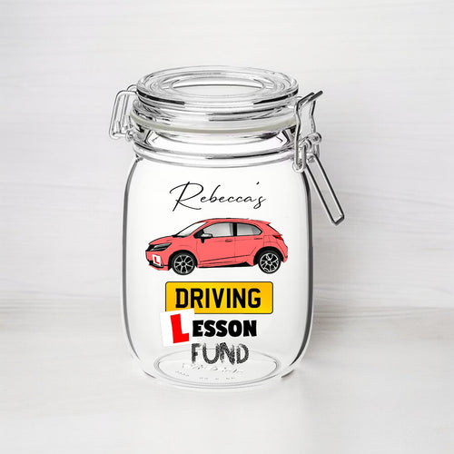 UV269 - Personalised Fund Jar UVDTF Decal - Driving Lesson Fund - Olifantjie - Wooden - MDF - Lasercut - Blank - Craft - Kit - Mixed Media - UK