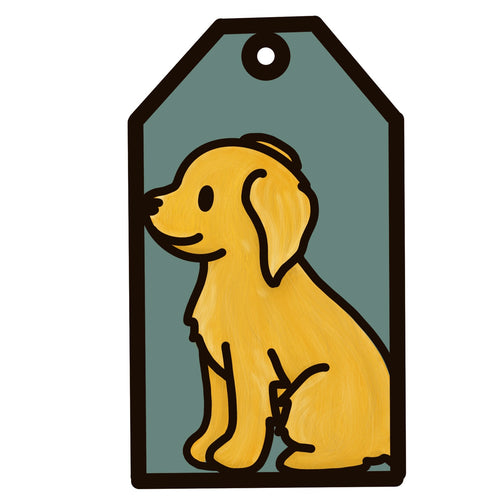 OL4964 - MDF Doodle Dog Tag Hanging - Golden Retriever - Olifantjie - Wooden - MDF - Lasercut - Blank - Craft - Kit - Mixed Media - UK