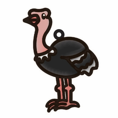 OL4514 - MDF Doodle Cute Animal Hanging - Ostrich - Olifantjie - Wooden - MDF - Lasercut - Blank - Craft - Kit - Mixed Media - UK