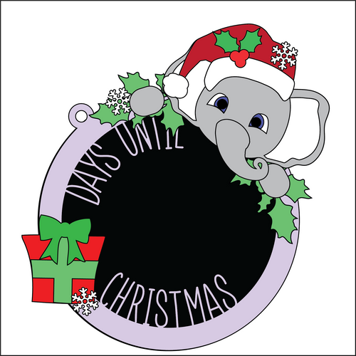 OL3805 - MDF Christmas Elephant Christmas Countdown - Olifantjie - Wooden - MDF - Lasercut - Blank - Craft - Kit - Mixed Media - UK