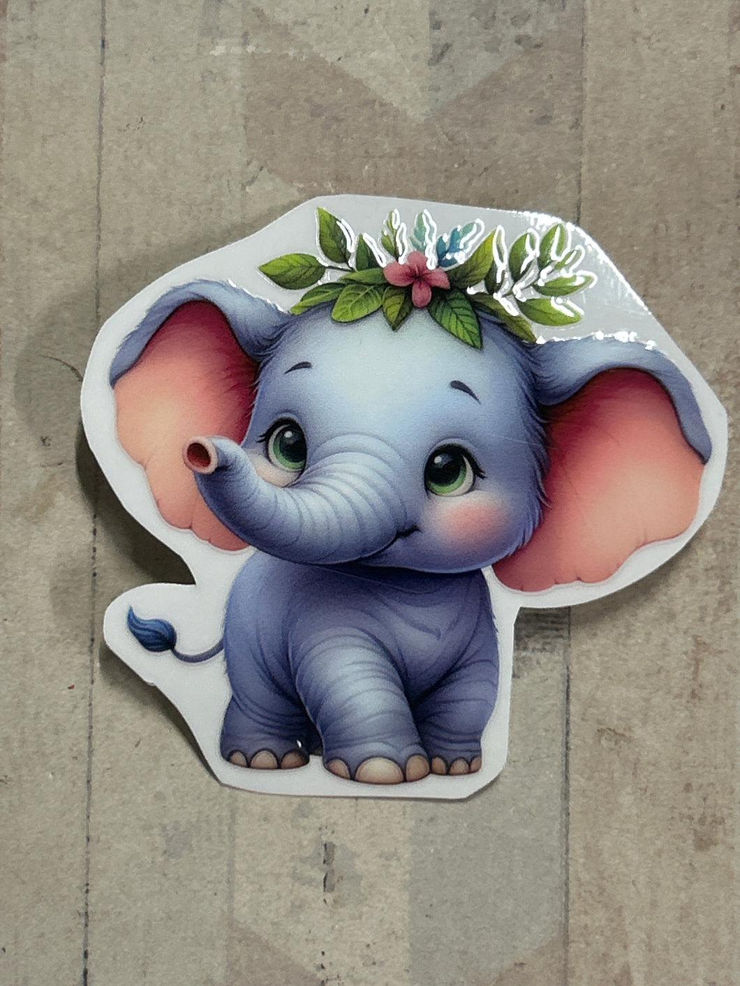 UV766 - UVDTF - Decal only - Cute Elephant - Olifantjie - Wooden - MDF - Lasercut - Blank - Craft - Kit - Mixed Media - UK