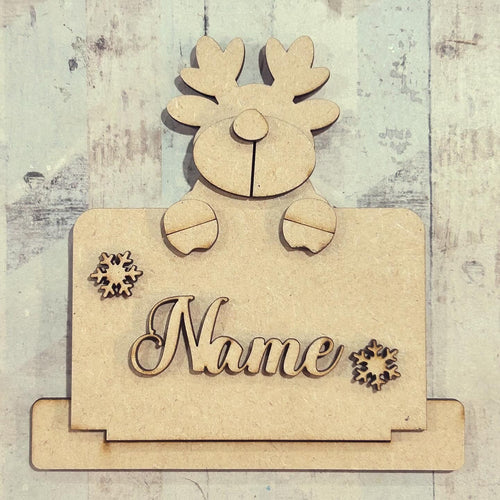 OL5518 - MDF Personalised Freestanding Table Setting Place Name - Christmas Reindeer - Olifantjie - Wooden - MDF - Lasercut - Blank - Craft - Kit - Mixed Media - UK