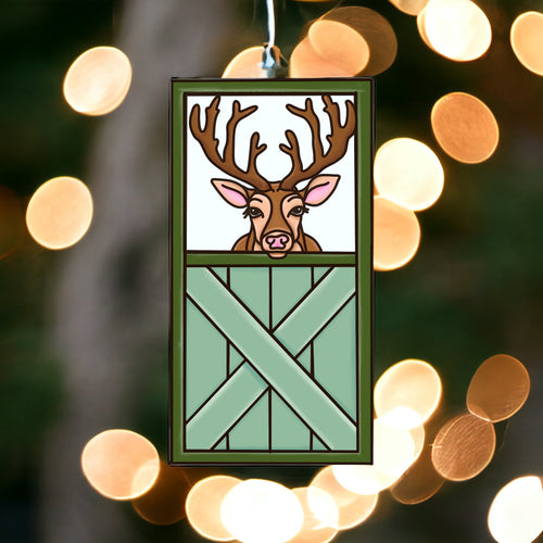 OL3706 - MDF Doodle Hanging - Reindeer Barn Door  with or without banner