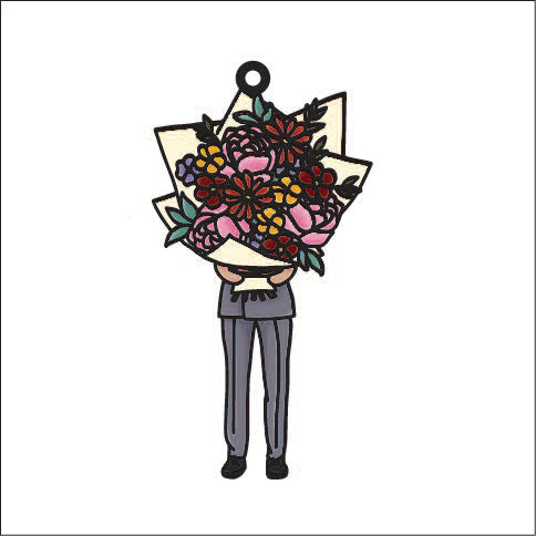 OL3720 - MDF Hidden Person - Flowers Style 2 - Olifantjie - Wooden - MDF - Lasercut - Blank - Craft - Kit - Mixed Media - UK