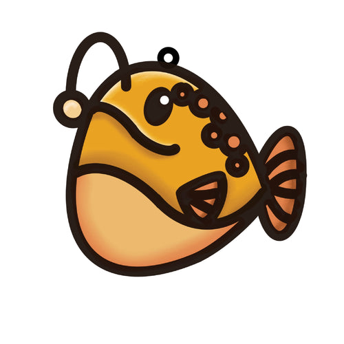 OL4569 - MDF Doodle Cute Animal Hanging Sealife  - Anglerfish - Olifantjie - Wooden - MDF - Lasercut - Blank - Craft - Kit - Mixed Media - UK
