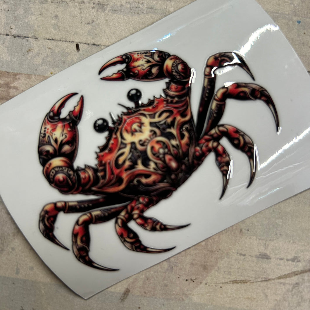 UV294 - UVDTF - Tattoo style Crab - nautical sea theme - Olifantjie - Wooden - MDF - Lasercut - Blank - Craft - Kit - Mixed Media - UK