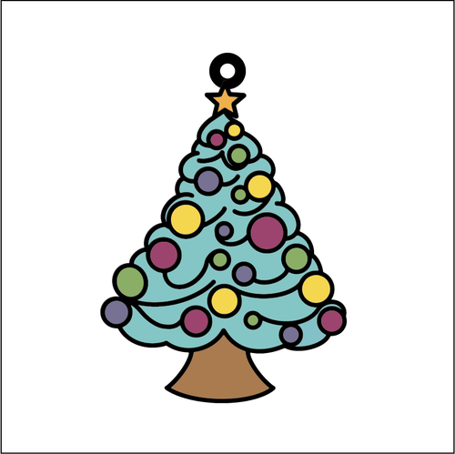 OL5530 - MDF Doodle Character Christmas Hanging Bauble - Tree style 1 - Olifantjie - Wooden - MDF - Lasercut - Blank - Craft - Kit - Mixed Media - UK