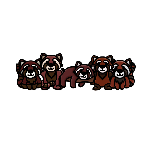 OL4876  - MDF doodle Horizontal stacker - Red Panda - Olifantjie - Wooden - MDF - Lasercut - Blank - Craft - Kit - Mixed Media - UK
