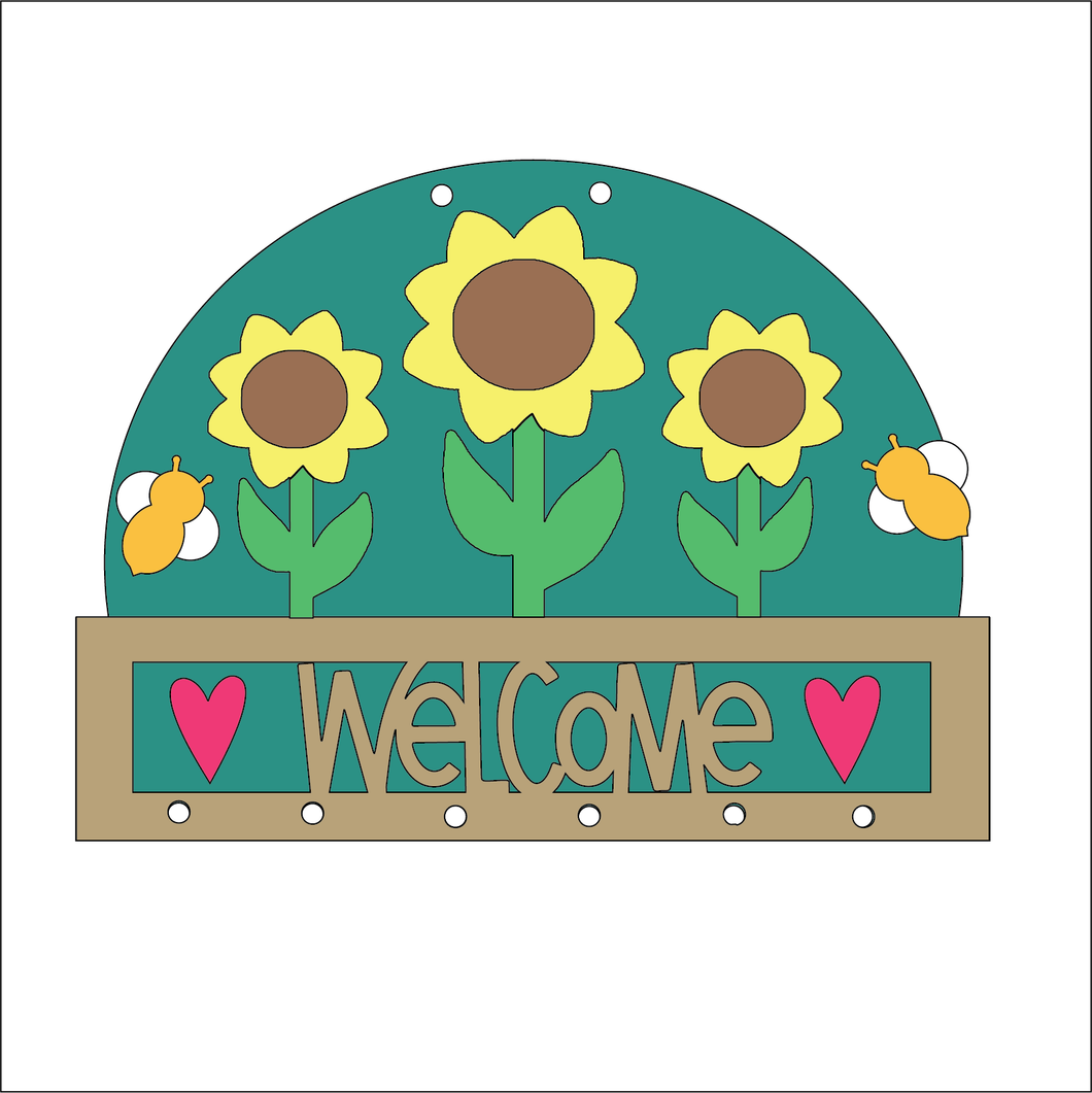 NO673 - MDF Large Sunflower Bee Macramé or Windchime Hanging Plaque Scene - Olifantjie - Wooden - MDF - Lasercut - Blank - Craft - Kit - Mixed Media - UK