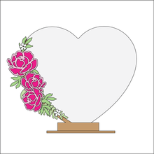 OL4348 - MDF Floral Heart - Freestanding or Hanging/no holes - Acrylic white, or clear or MDF Heart - Peony - Olifantjie - Wooden - MDF - Lasercut - Blank - Craft - Kit - Mixed Media - UK