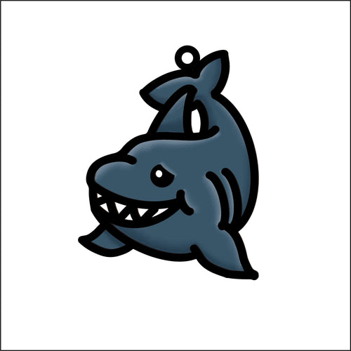 OL4824 - MDF Doodle Cute Animal Hanging Sealife - Shark 3 - Olifantjie - Wooden - MDF - Lasercut - Blank - Craft - Kit - Mixed Media - UK