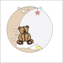 OL4356 - MDF Moon Circle - Freestanding or Hanging/no holes - Acrylic white, or clear or MDF Circle - Doodle Teddy - Olifantjie - Wooden - MDF - Lasercut - Blank - Craft - Kit - Mixed Media - UK