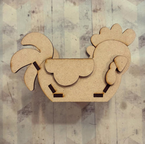 NO560 - MDF Rooster Easter Egg holder - Olifantjie - Wooden - MDF - Lasercut - Blank - Craft - Kit - Mixed Media - UK