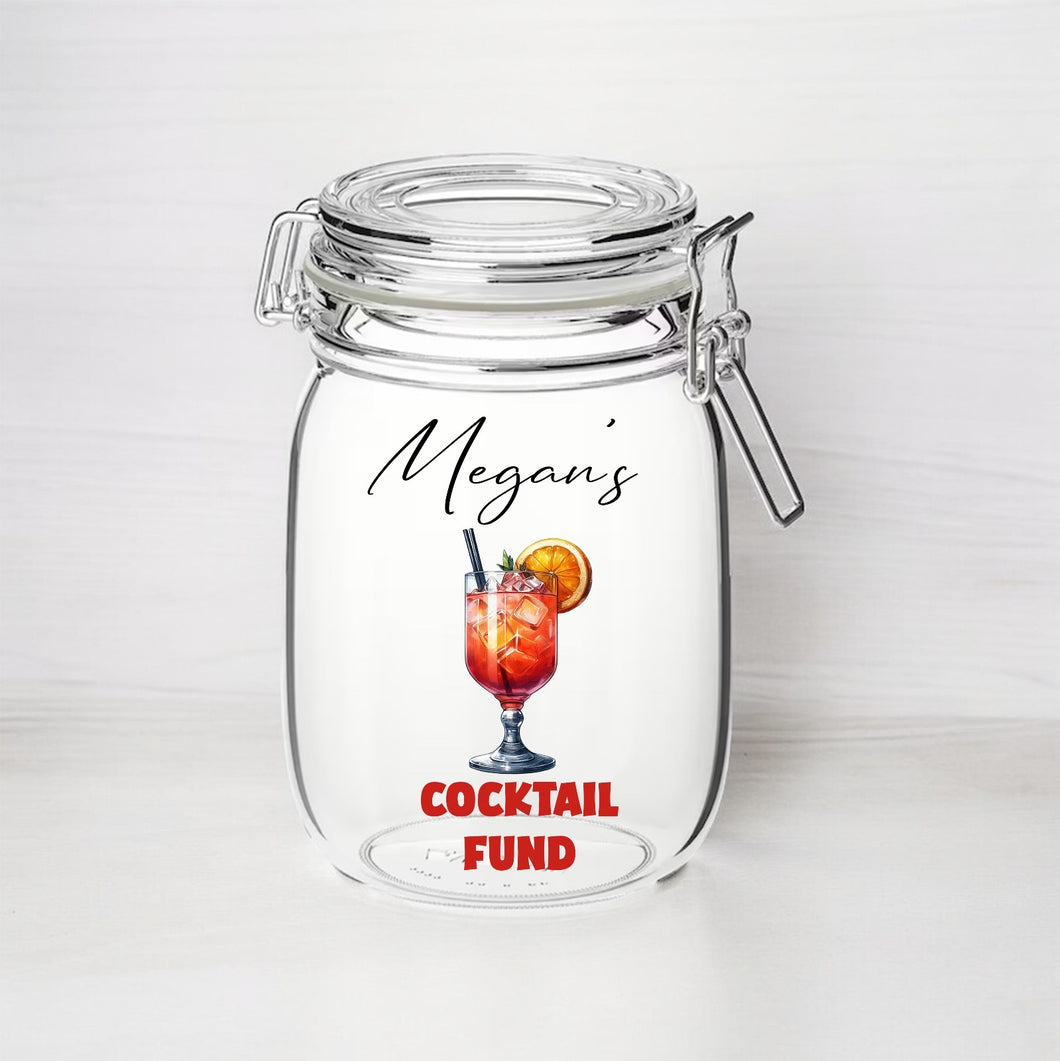 UV258 - Personalised Fund Jar UVDTF Decal - Cocktail Fund - Olifantjie - Wooden - MDF - Lasercut - Blank - Craft - Kit - Mixed Media - UK