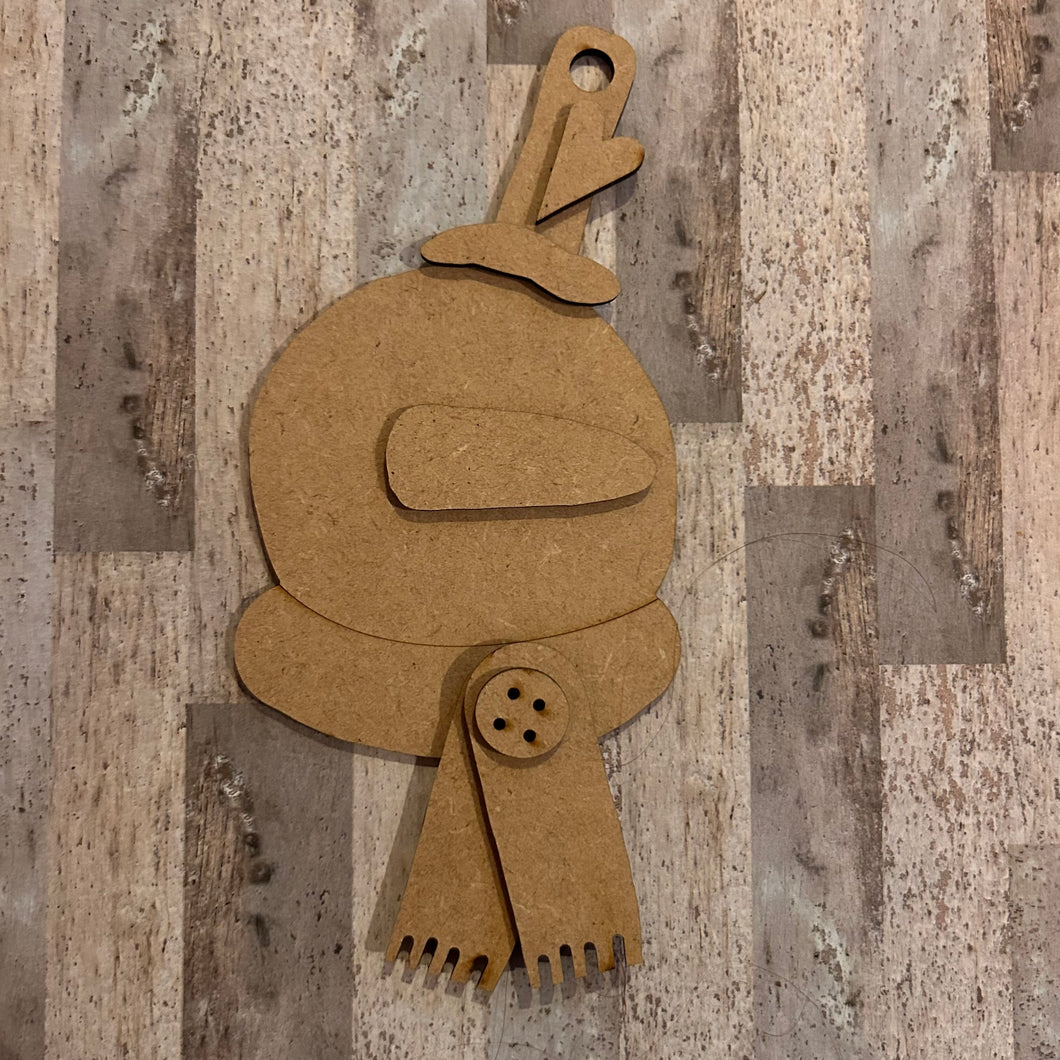 NO851 - MDF Quirky Primative hanging Snowman Head Christmas decoration - 2 sizes - Olifantjie - Wooden - MDF - Lasercut - Blank - Craft - Kit - Mixed Media - UK