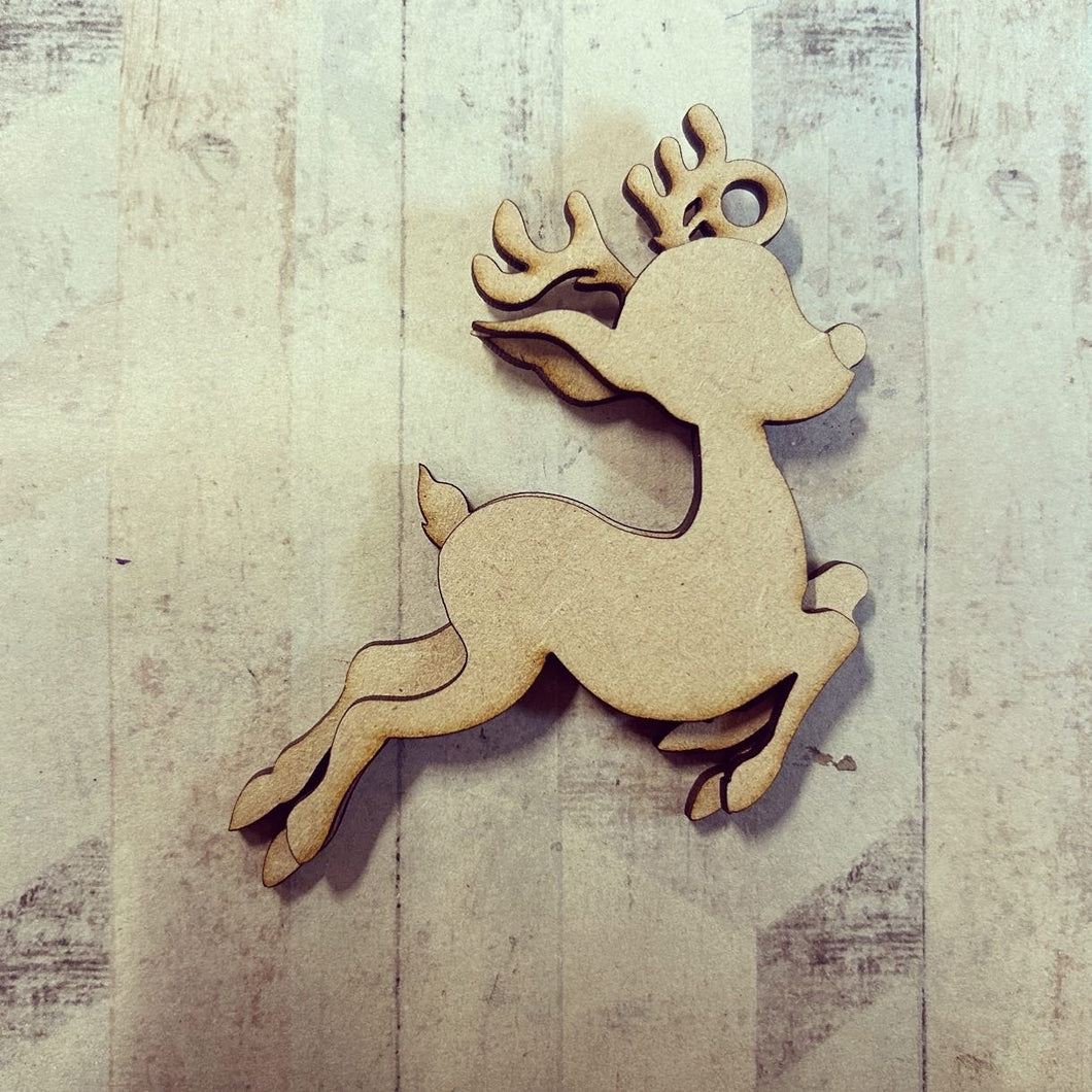 OL3691 - MDF Layered Hanging - Cute Reindeer with or without banner - Olifantjie - Wooden - MDF - Lasercut - Blank - Craft - Kit - Mixed Media - UK