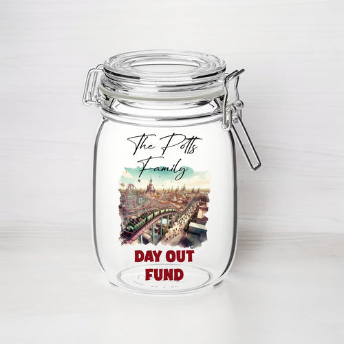 UV247 - Personalised Fund Jar UVDTF Decal - Day Out Fund - Olifantjie - Wooden - MDF - Lasercut - Blank - Craft - Kit - Mixed Media - UK