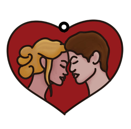 OL4236 - MDF 12.5cm Doodle Hanging  Heart - Male and Female - Olifantjie - Wooden - MDF - Lasercut - Blank - Craft - Kit - Mixed Media - UK