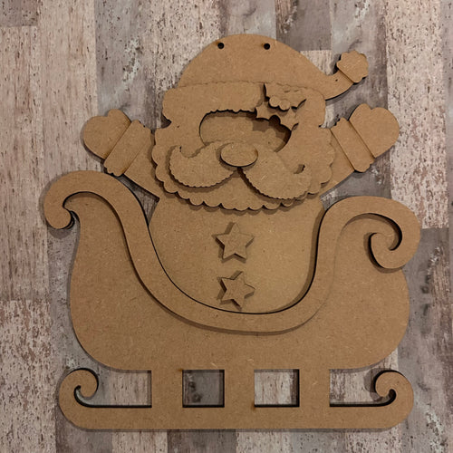 NO862 - MDF Santa Sleigh Christmas hanging decoration - 2 sizes - Olifantjie - Wooden - MDF - Lasercut - Blank - Craft - Kit - Mixed Media - UK
