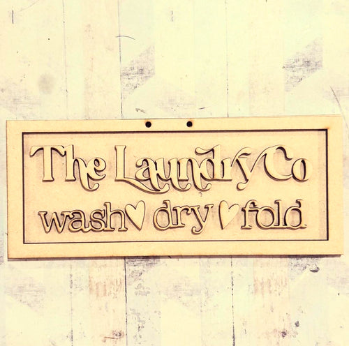 NO405 - MDF Farmhouse Hanging Sign - Laundry Room 2 help wash dry fold - Olifantjie - Wooden - MDF - Lasercut - Blank - Craft - Kit - Mixed Media - UK