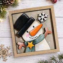 NO865 - MDF Snowman 2 square plaque - Olifantjie - Wooden - MDF - Lasercut - Blank - Craft - Kit - Mixed Media - UK