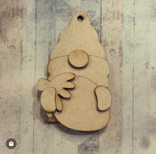 NO542 - MDF 2 Sizes Strawberry Gnome / Gonk Hanging Bauble - Olifantjie - Wooden - MDF - Lasercut - Blank - Craft - Kit - Mixed Media - UK