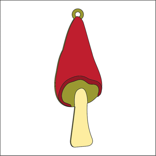 OL5119 - MDF Mushroom a hanging Bauble - Olifantjie - Wooden - MDF - Lasercut - Blank - Craft - Kit - Mixed Media - UK