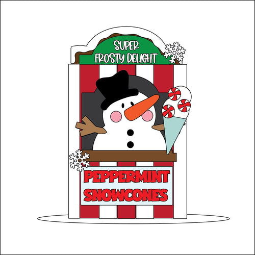 OL5231 - MDF Freestanding Christmas Market Stall - Snowman Snowcones - Olifantjie - Wooden - MDF - Lasercut - Blank - Craft - Kit - Mixed Media - UK