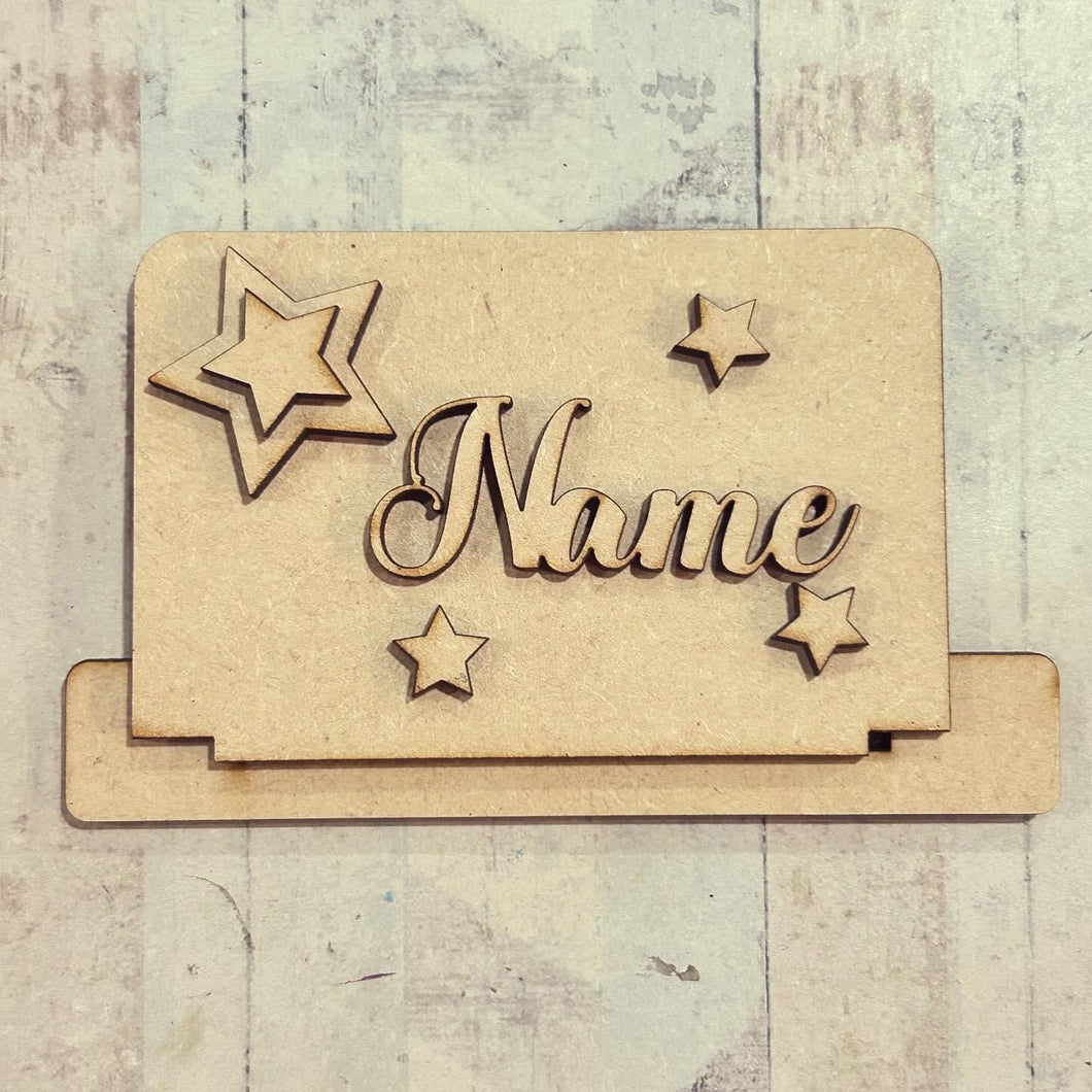 OL5505 - MDF Personalised Freestanding Table Setting Place Name - Stars - Olifantjie - Wooden - MDF - Lasercut - Blank - Craft - Kit - Mixed Media - UK