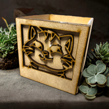 BX041 - MDF Personalised Treats, Chocolate, Gifts Box - optional lid - Cute Cat - Olifantjie - Wooden - MDF - Lasercut - Blank - Craft - Kit - Mixed Media - UK