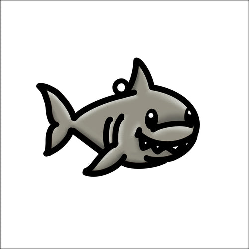 OL4825 - MDF Doodle Cute Animal Hanging Sealife - Shark 4 - Olifantjie - Wooden - MDF - Lasercut - Blank - Craft - Kit - Mixed Media - UK