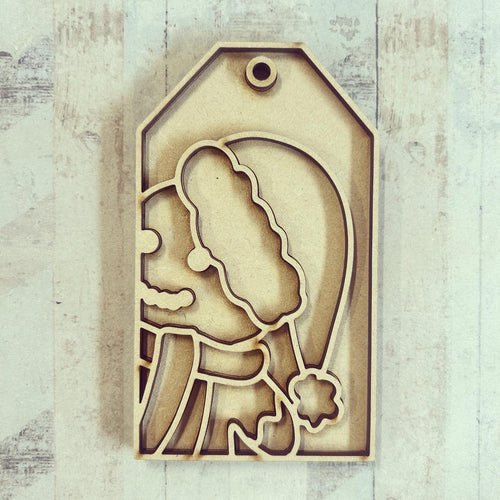 OL3648 - MDF Christmas Doodle Tag Hanging - Snowman 1 - Olifantjie - Wooden - MDF - Lasercut - Blank - Craft - Kit - Mixed Media - UK