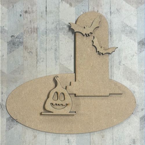 OL4838 - MDF 3d Freestanding Halloween Gravestone - Olifantjie - Wooden - MDF - Lasercut - Blank - Craft - Kit - Mixed Media - UK