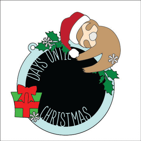 OL3744 - MDF Christmas Sloth Christmas Countdown - Olifantjie - Wooden - MDF - Lasercut - Blank - Craft - Kit - Mixed Media - UK