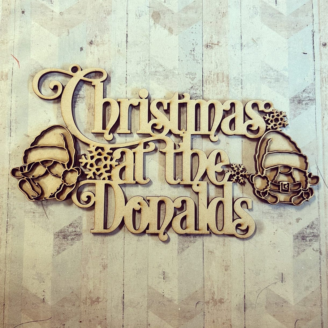 OL3708 - MDF Christmas at the …. ‘Doodle Gnomes’ hanging - Olifantjie - Wooden - MDF - Lasercut - Blank - Craft - Kit - Mixed Media - UK