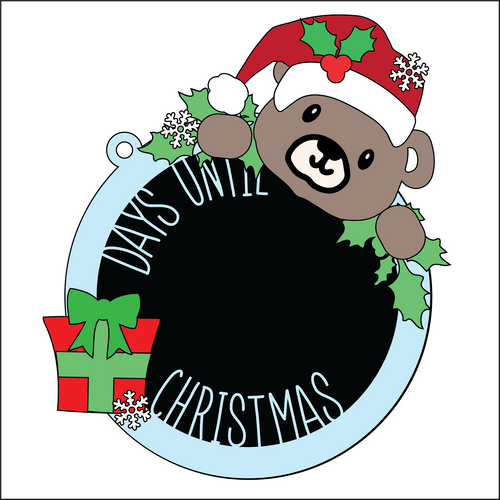 OL3804 - MDF Christmas Teddy Bear  Christmas Countdown - Olifantjie - Wooden - MDF - Lasercut - Blank - Craft - Kit - Mixed Media - UK