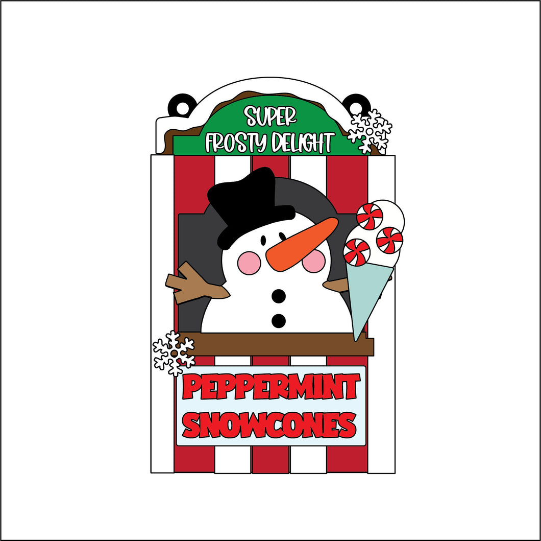 OL5238 - MDF Hanging Christmas Market Stall - Snowman Snowcones - Olifantjie - Wooden - MDF - Lasercut - Blank - Craft - Kit - Mixed Media - UK