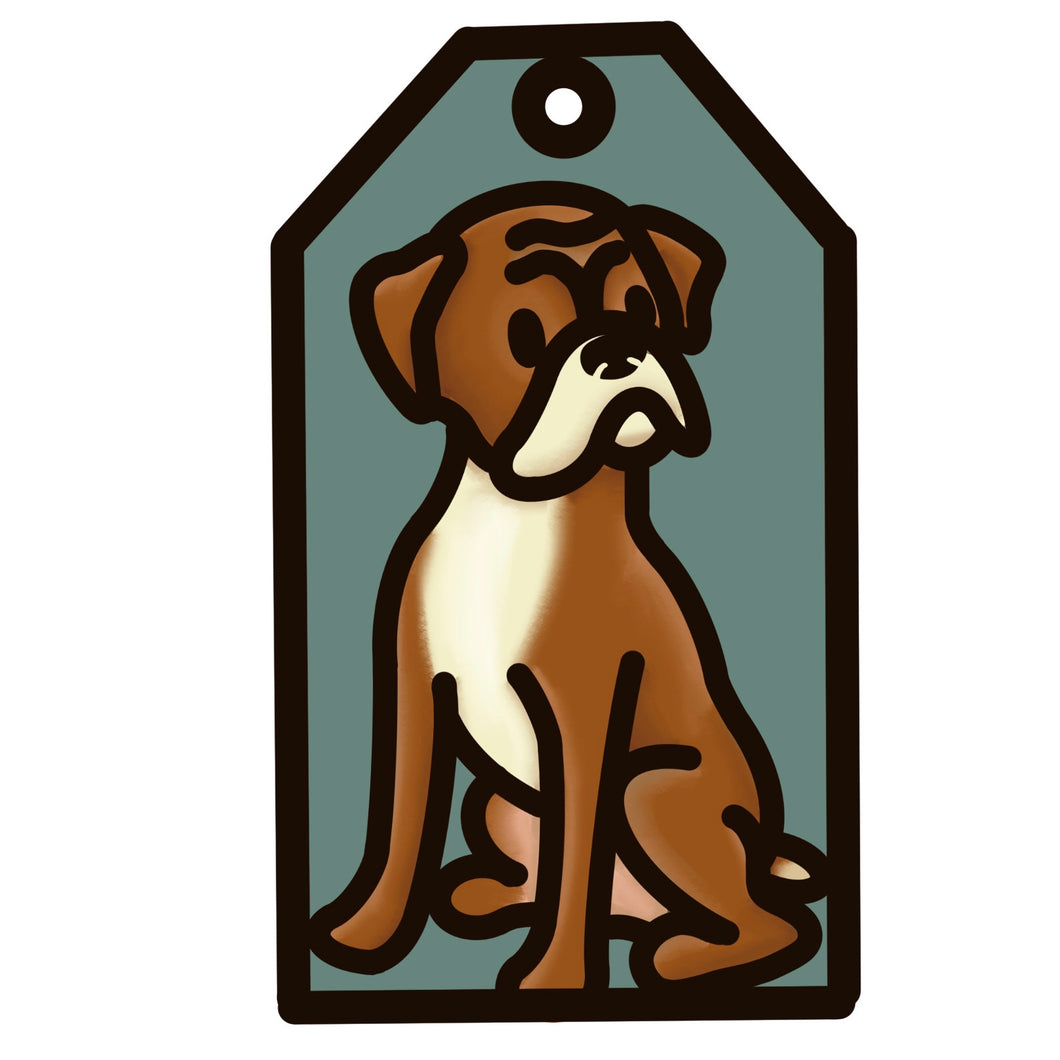 OL4959 - MDF Doodle Dog Tag Hanging - Boxer - Olifantjie - Wooden - MDF - Lasercut - Blank - Craft - Kit - Mixed Media - UK