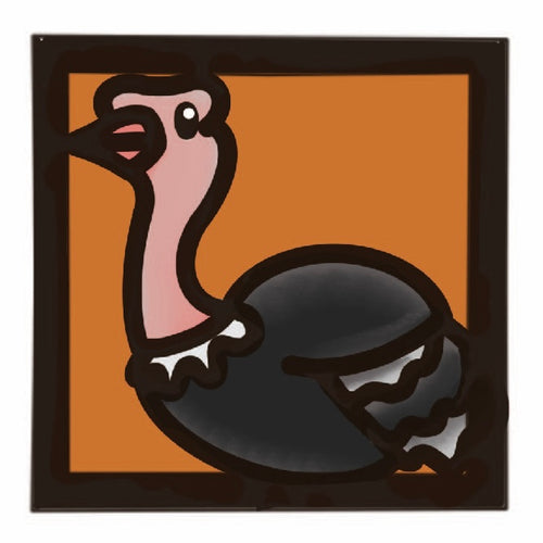 OL4524 - MDF Ladder Insert Tile - Doodle Cute Ostrich - Olifantjie - Wooden - MDF - Lasercut - Blank - Craft - Kit - Mixed Media - UK