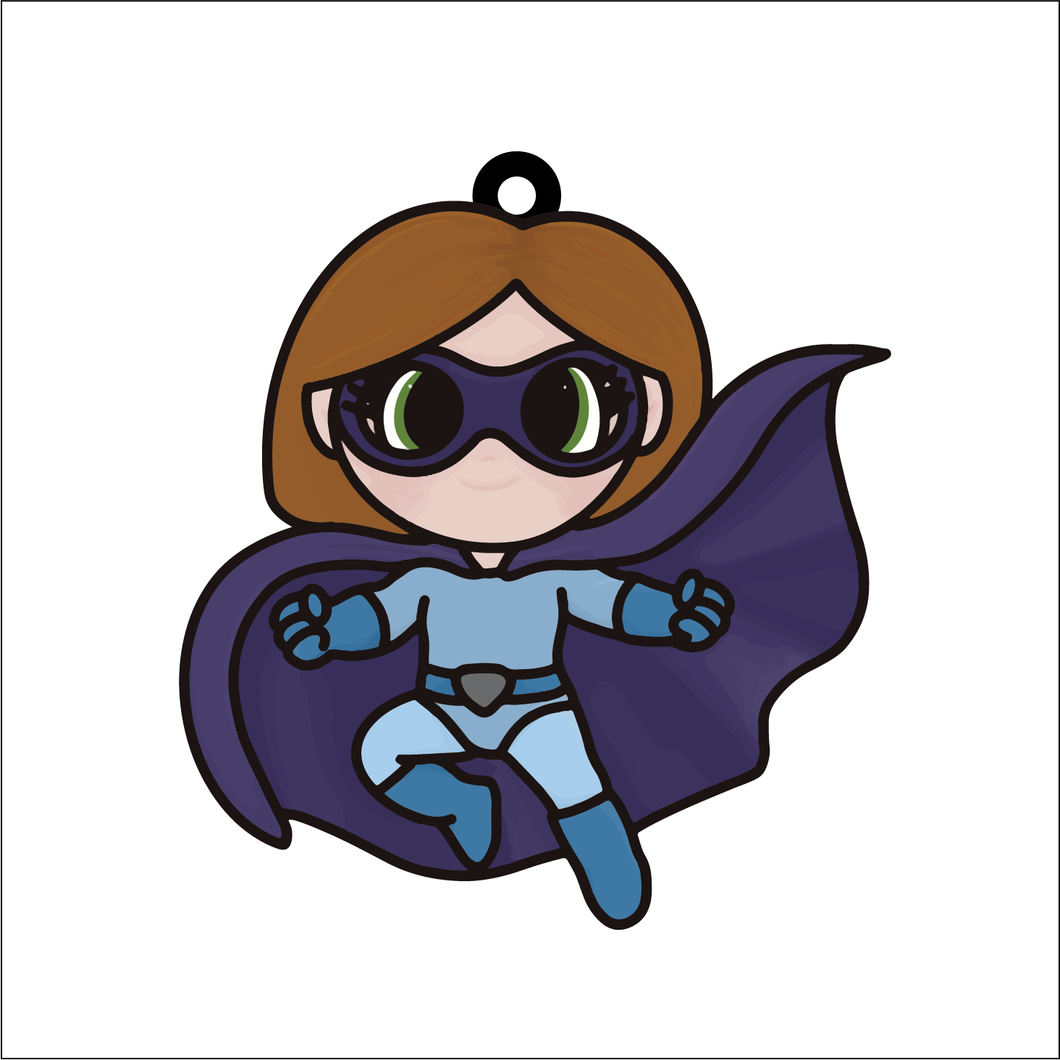 OL5914 - MDF Doodle Super Hero Hanging Bauble - 2 - Olifantjie - Wooden - MDF - Lasercut - Blank - Craft - Kit - Mixed Media - UK