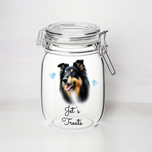 UV206 - Personalised Dog Treat UVDTF Decal with optional Heart colour - Border Collie - Olifantjie - Wooden - MDF - Lasercut - Blank - Craft - Kit - Mixed Media - UK