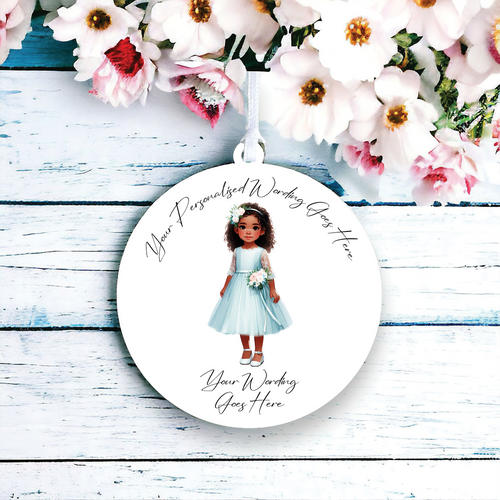 UV529 - Acrylic and UVDTF Personalised Round Hanging - Wedding Bridesmaid / Communion  C - Olifantjie - Wooden - MDF - Lasercut - Blank - Craft - Kit - Mixed Media - UK