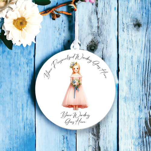 UV531 - Acrylic and UVDTF Personalised Round Hanging - Wedding Bridesmaid / Communion D - Olifantjie - Wooden - MDF - Lasercut - Blank - Craft - Kit - Mixed Media - UK