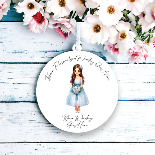 UV532 - Acrylic and UVDTF Personalised Round Hanging - Wedding Bridesmaid / Communion E - Olifantjie - Wooden - MDF - Lasercut - Blank - Craft - Kit - Mixed Media - UK