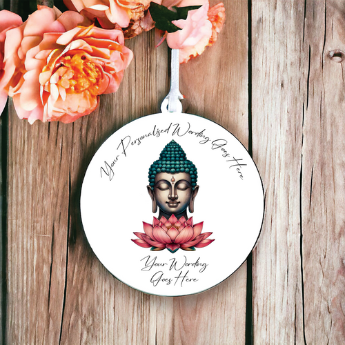 UV540 - Acrylic and UVDTF Personalised Round Hanging - Buddha H - Olifantjie - Wooden - MDF - Lasercut - Blank - Craft - Kit - Mixed Media - UK