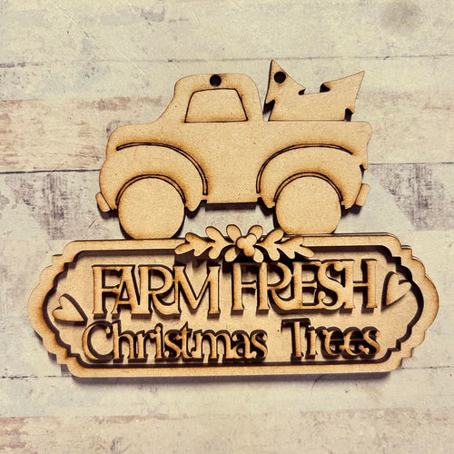 NO147 - MDF 2 Sizes Christmas Snowman Vintage Truck Tree sign   Hanging Bauble - Olifantjie - Wooden - MDF - Lasercut - Blank - Craft - Kit - Mixed Media - UK