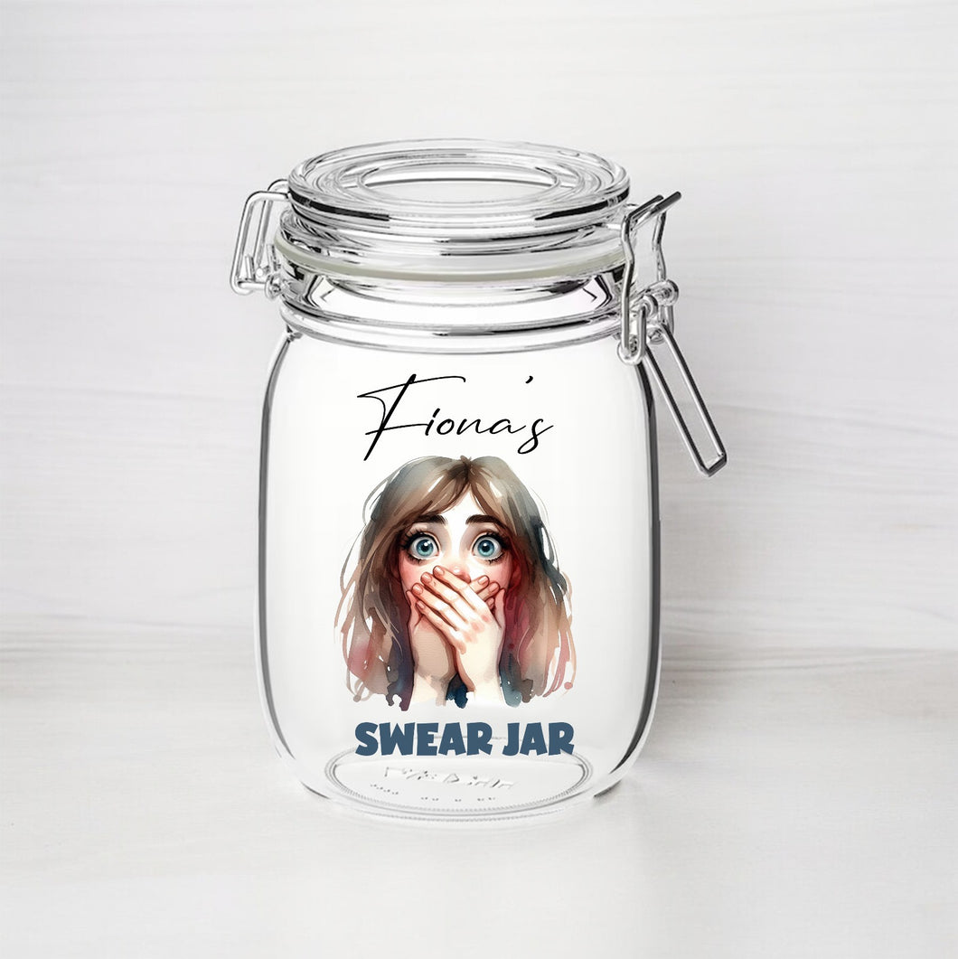 UV262 - Personalised Jar UVDTF Decal - Female Swear Jar style 2 - Olifantjie - Wooden - MDF - Lasercut - Blank - Craft - Kit - Mixed Media - UK